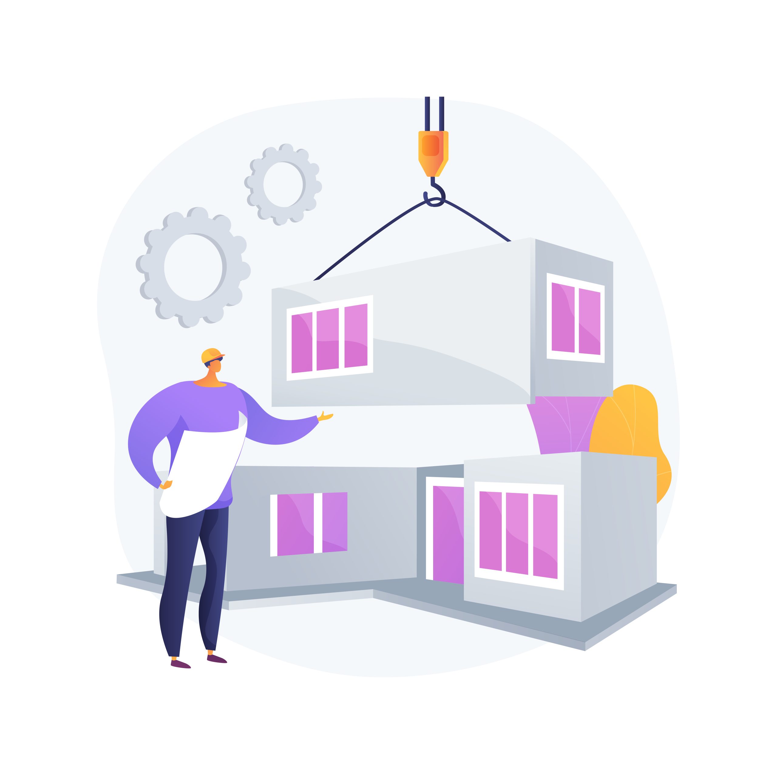 modular home abstract concept vector illustration.